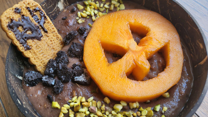 Halloween porridge proteico